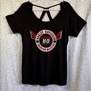 Harley-Davidson Cut Out Back Scoop Neck Tee Women’s Medium